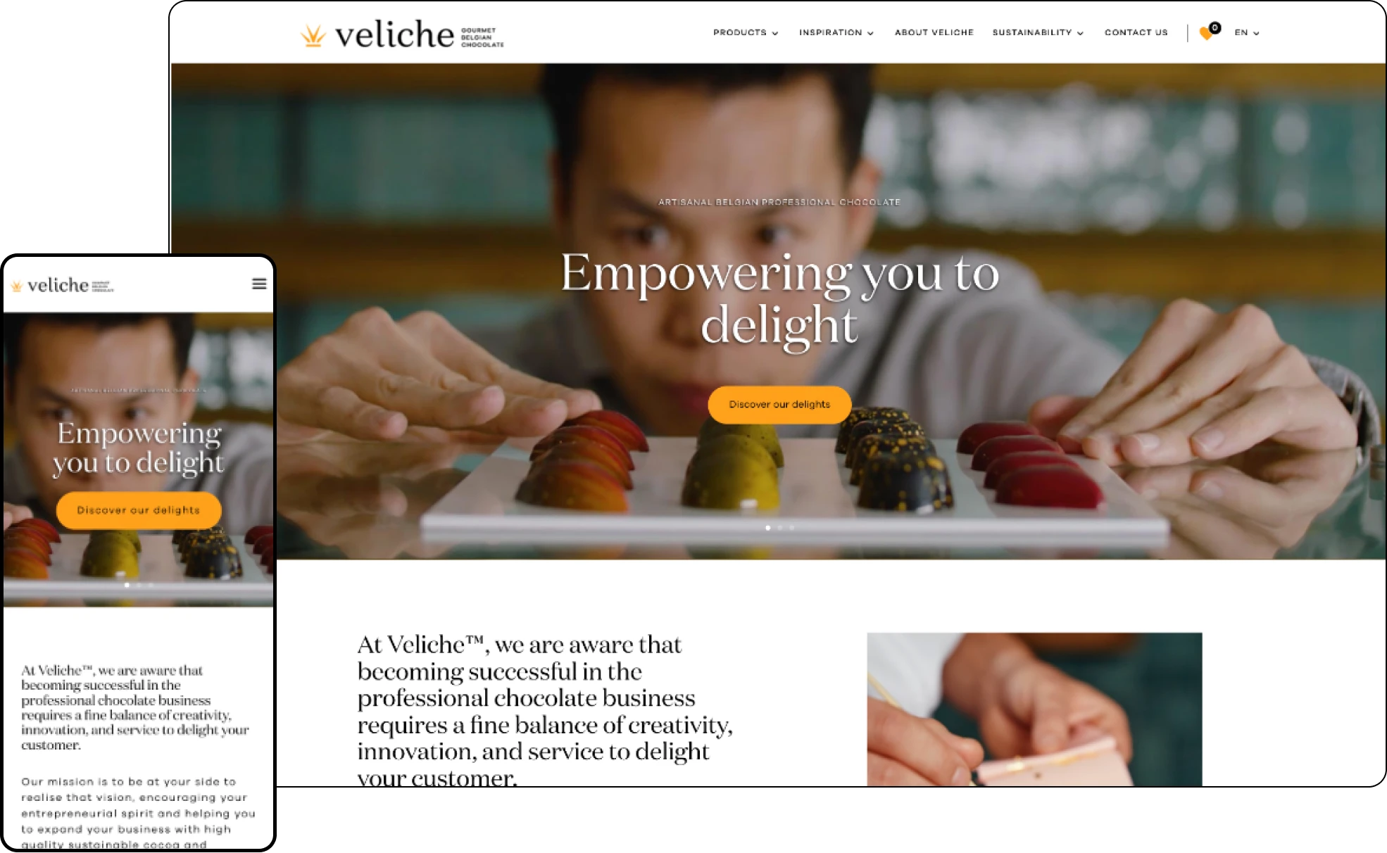 Veliche Chocolate frontend project interface