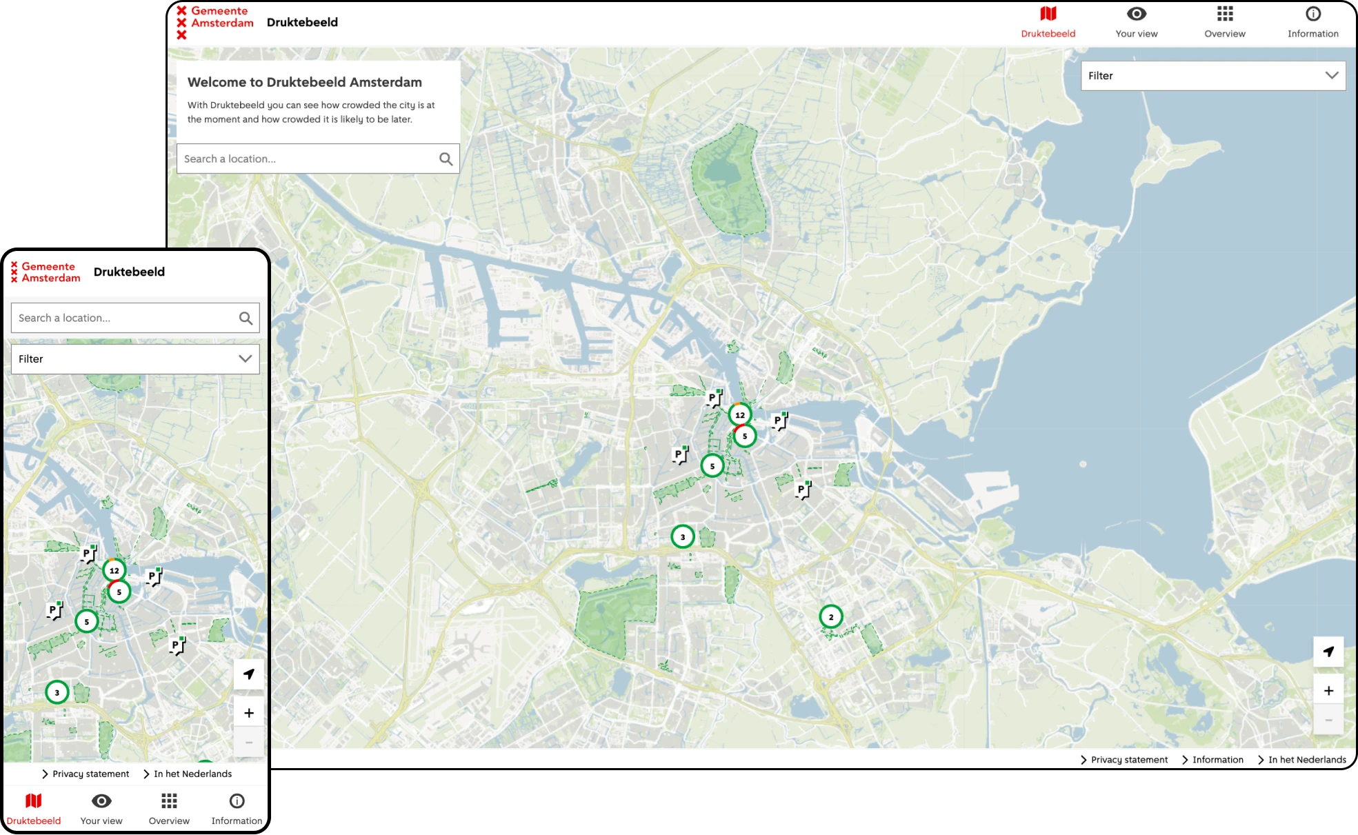 Druktebeeld | Gemeente Amsterdam frontend project interface