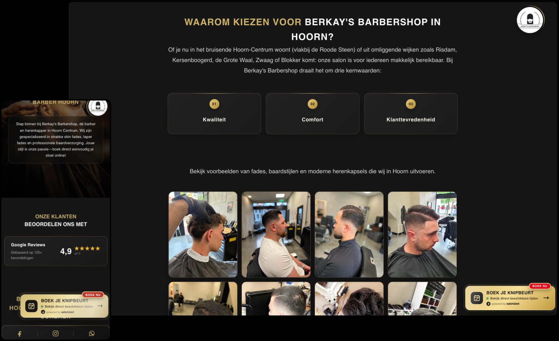 Berkay's Barbershop frontend project interface